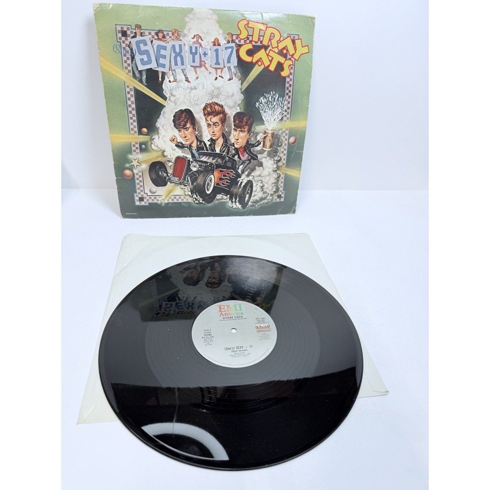 Stray Cats (She's) Sexy + 17 Record Album Hand Signed Autographed Brian Setzer